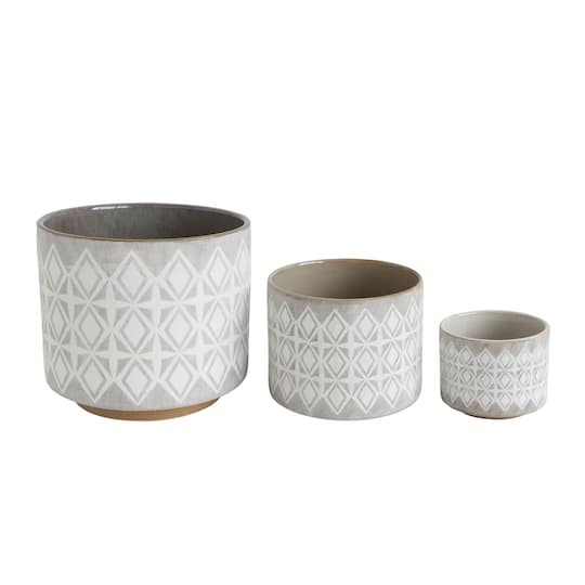 Gray &#x26; White Stoneware Pots Set
